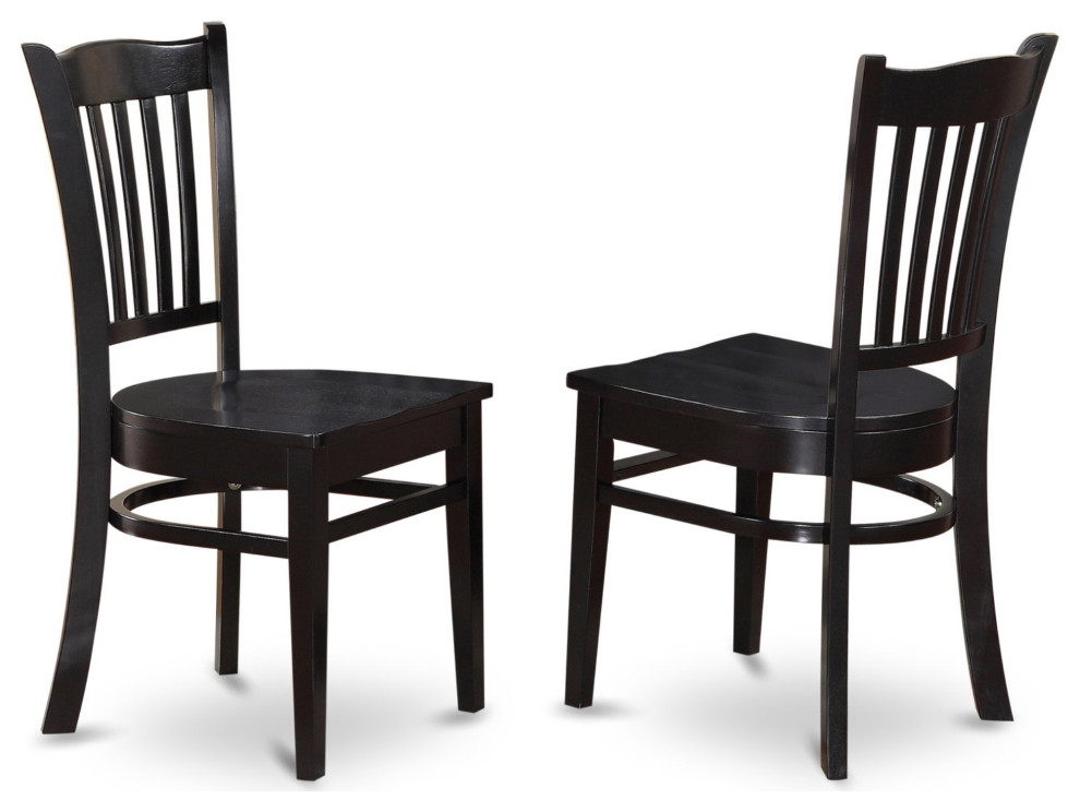 Set of 2 Chairs Groton Dining Chair With Wood Seat  Black Finish   Transitional   Dining Chairs   by Kolibri Decor  Houzz