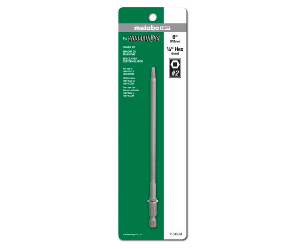 Metabo HPT ​Driver ​Bit， 2 ​Square 6 ​Long