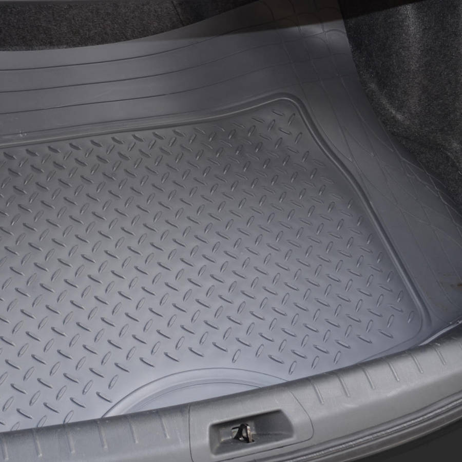 BDK Car Floor Mats with Large Cargo Trunk Mat， Heavy Duty Rubber Protection， Black Beige Gray