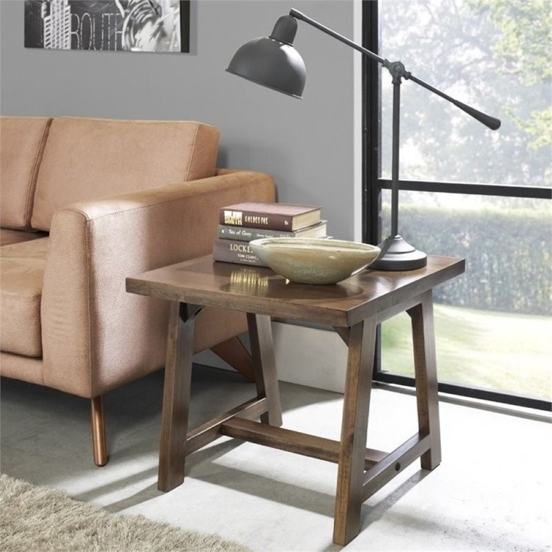 Atlin Designs Square End Table in Dark Chestnut Brown   Transitional   Side Tables And End Tables   by Homesquare  Houzz