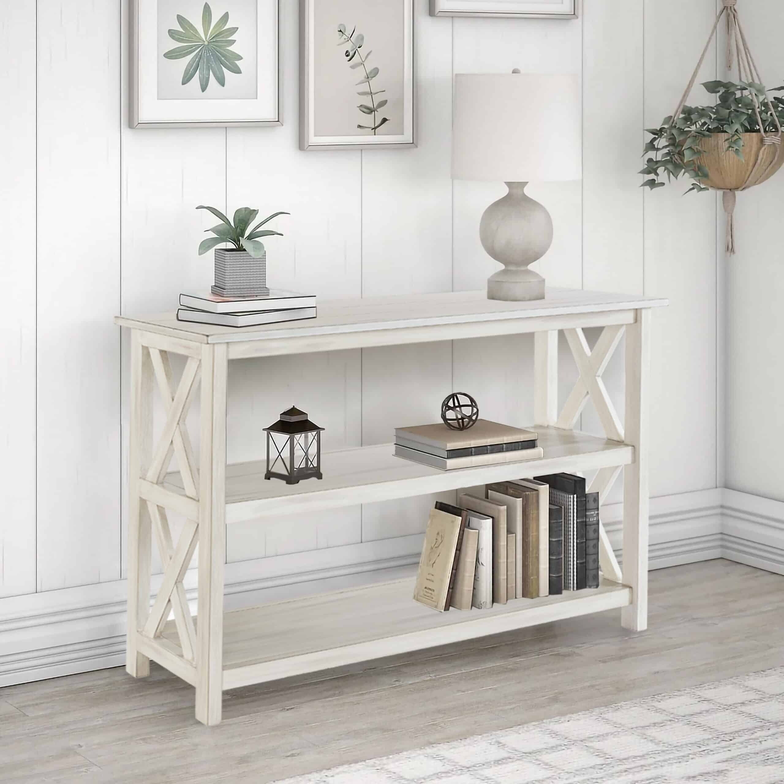 Jamestown Antique White Wood Entryway Table