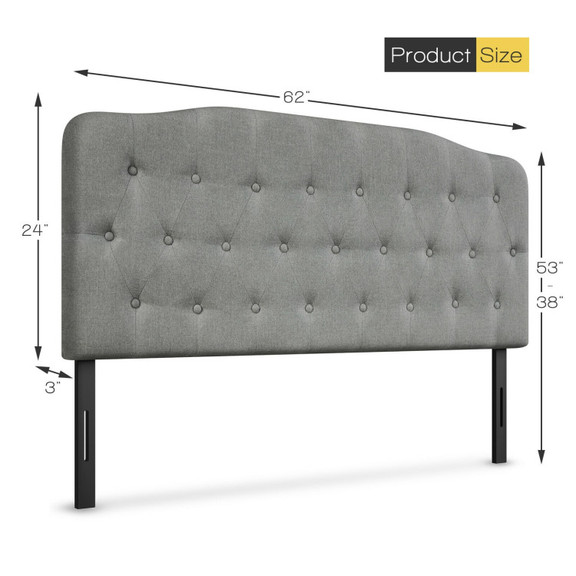 Costway 41928756 Queen Upholstered Headboard with ...