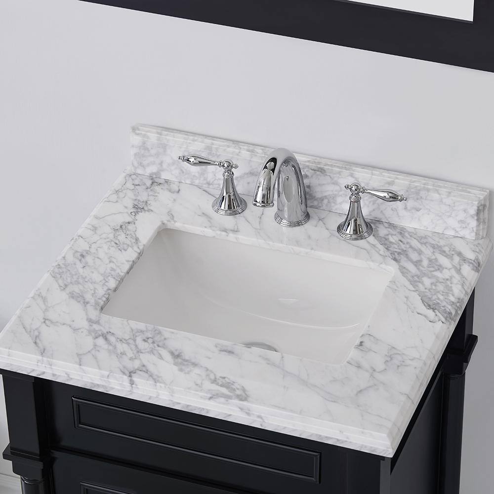 Home Decorators Collection Aberdeen 24 in. W x 20 in. D x 34.5 in. H Bath Vanity in Black with White Carrara Marble Top Aberdeen 24B