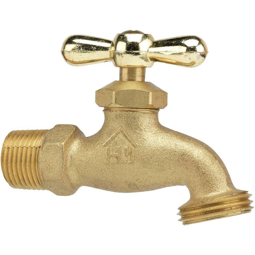 HOMEWERKS 12 in. MIP and 12 in. SWT x 34 in. MHT Lead Free Brass Hose Bibb Valve 180-3-12-12