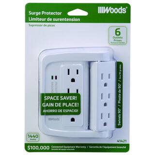 Southwire 6-Outlet 1440-Joule Plug-In Space Saver Swivel Surge Protector 41423