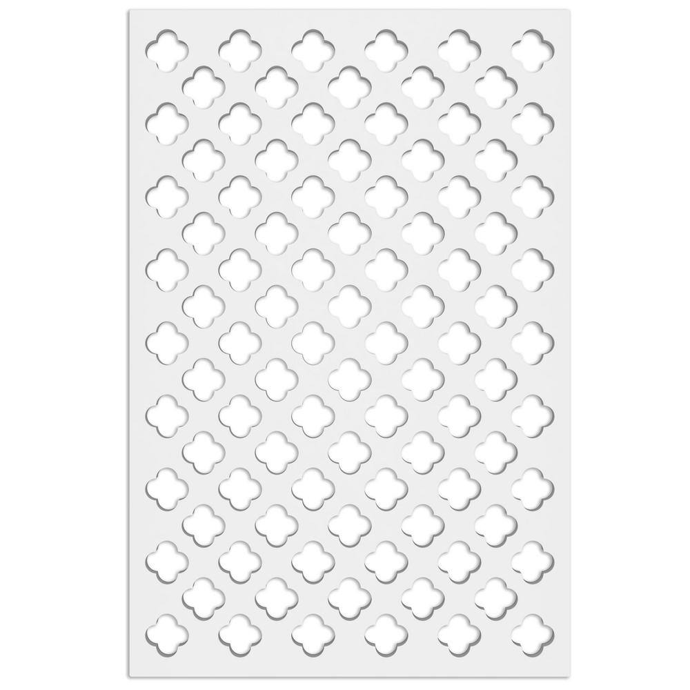 Acurio Latticeworks Clover 4 ft. x 32 in. White Vinyl Decorative Screen Panel 4832PVCW-CLO