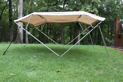 New Beige/Tan Pontoon / Deck Boat Vortex 4 Bow Bimini Top 10' Long， 91-96