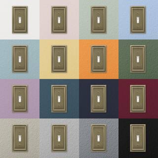 AMERELLE Continental 2 Gang 1-Toggle and 1-Duplex Metal Wall Plate - Brushed Brass 94TDBB