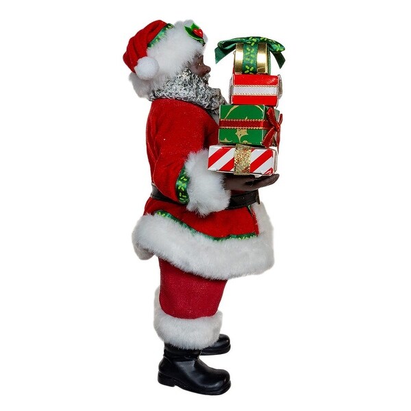 Kurt Adler 10.5Inch Fabriché African American Santa with Gifts