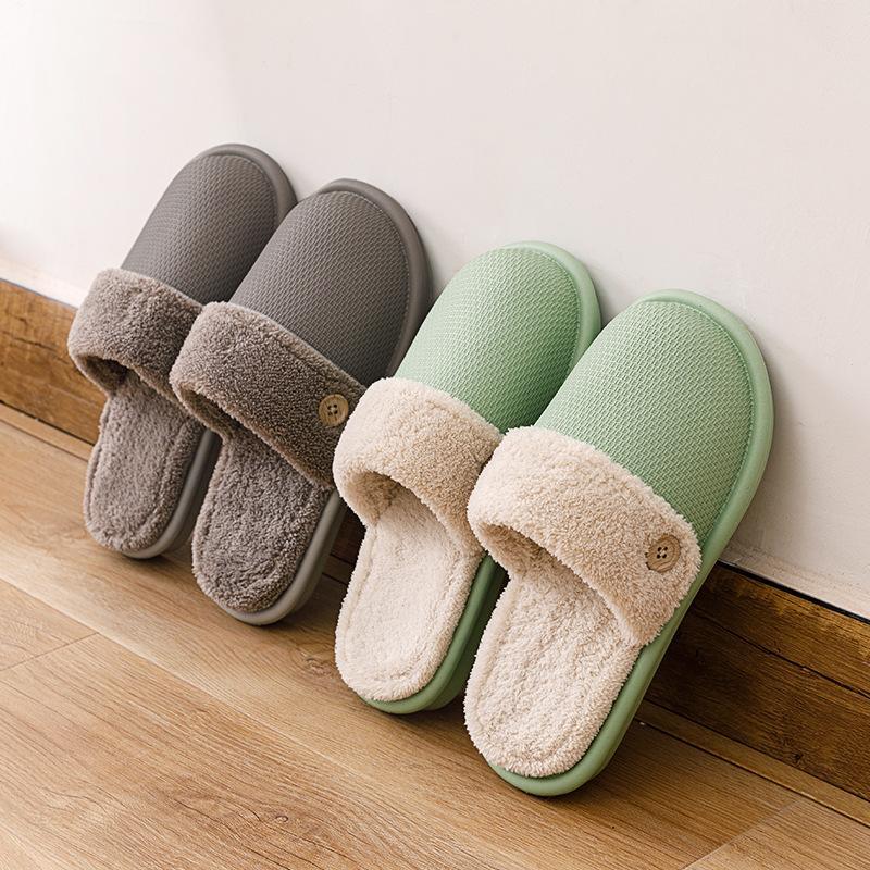 Removable waterproof non-slip cotton slippers