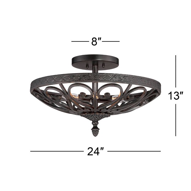 Wide Black Iron Scrolls 4 light For Bedroom Kitchen Living Room Hallway