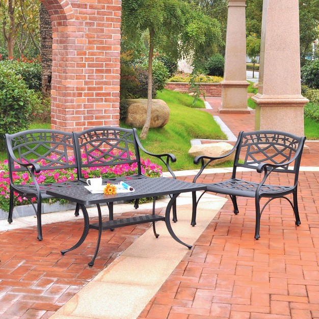 Sedona 3pc Outdoor Conversation Set Black Crosley