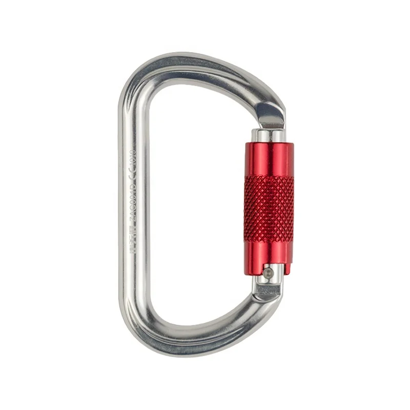 Whosale 12 30KN Round/D Sharped Aluminum Carabiner Clip Screw Locking Camping Climbing Hiking Snap Hook