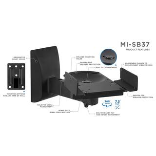 mount-it! Speaker Wall Mounts with Sliding Clamps (Pair) MI-SB37