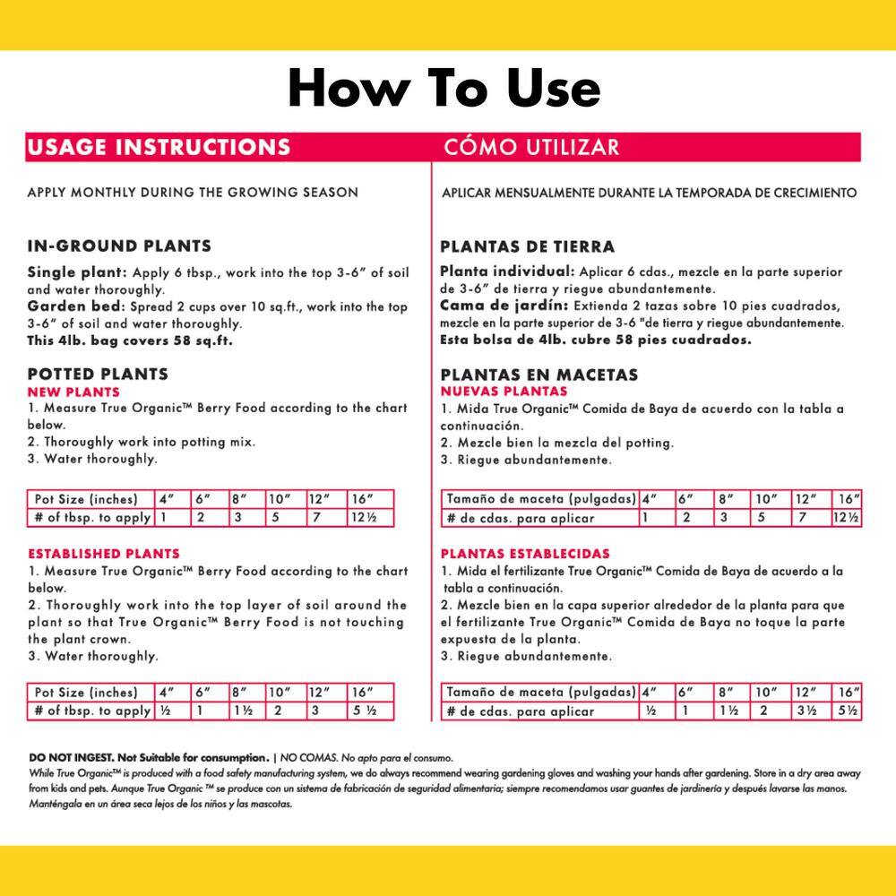 TRUE ORGANIC 4 lbs. Organic Berry Food Dry Fertilizer OMRI Listed 5-4-4 R0011