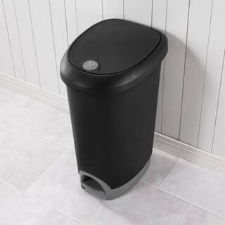 Sterilite 12.6 Gal. Locking Lid Step On Kitchen Wastebasket Trashcan Black (2-Pack) 2 x 10739002