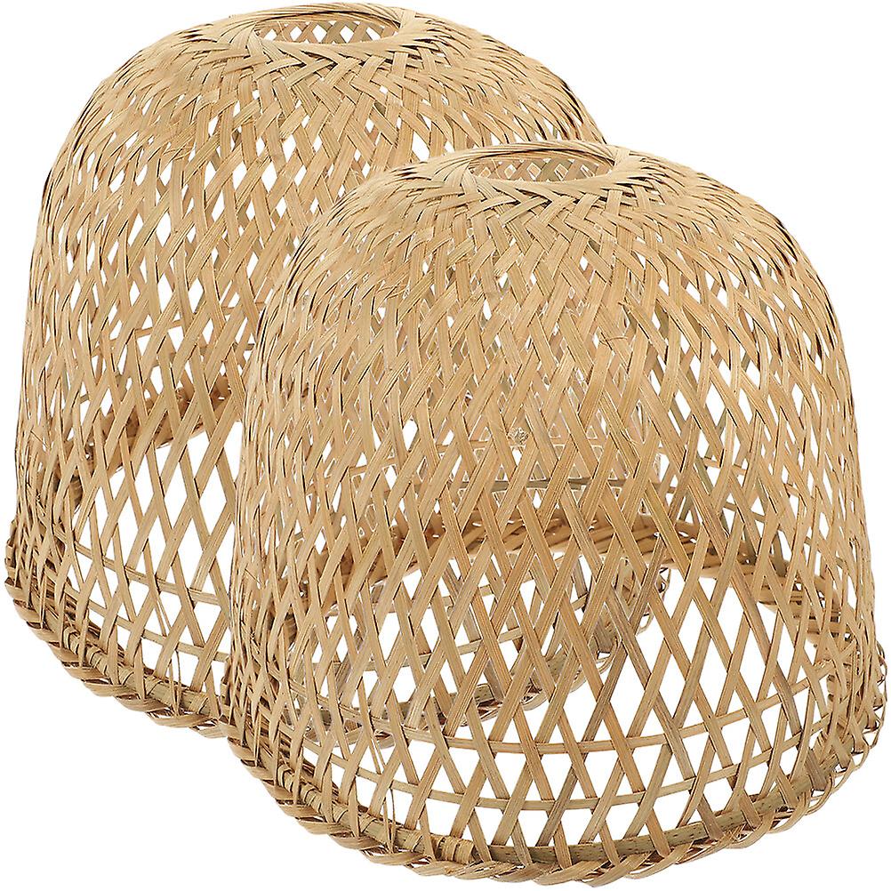 2pcs Woven Bamboo Lampshade Rustic Style Bamboo Lampshade Pendant Light Lamp Cover Lamp Accessory