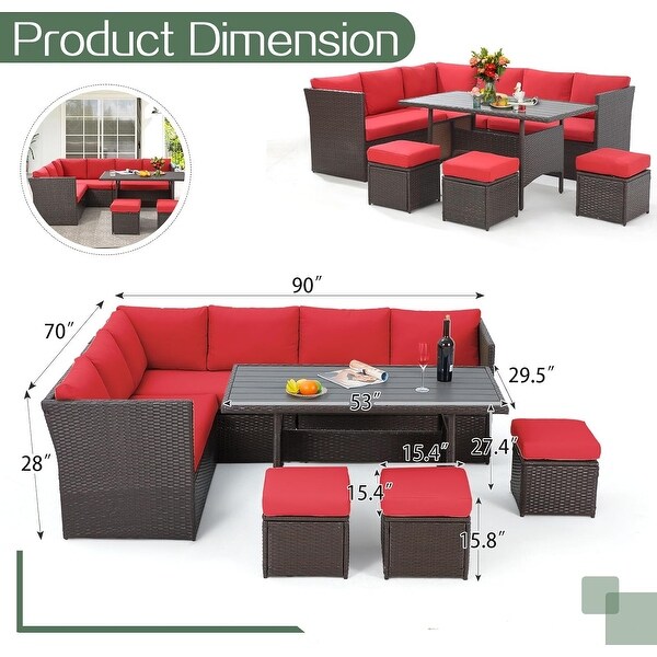 AECOJOY 7 Pieces Patio Furniture Set Outdoor Sectional Sofa Rattan Conversation Set