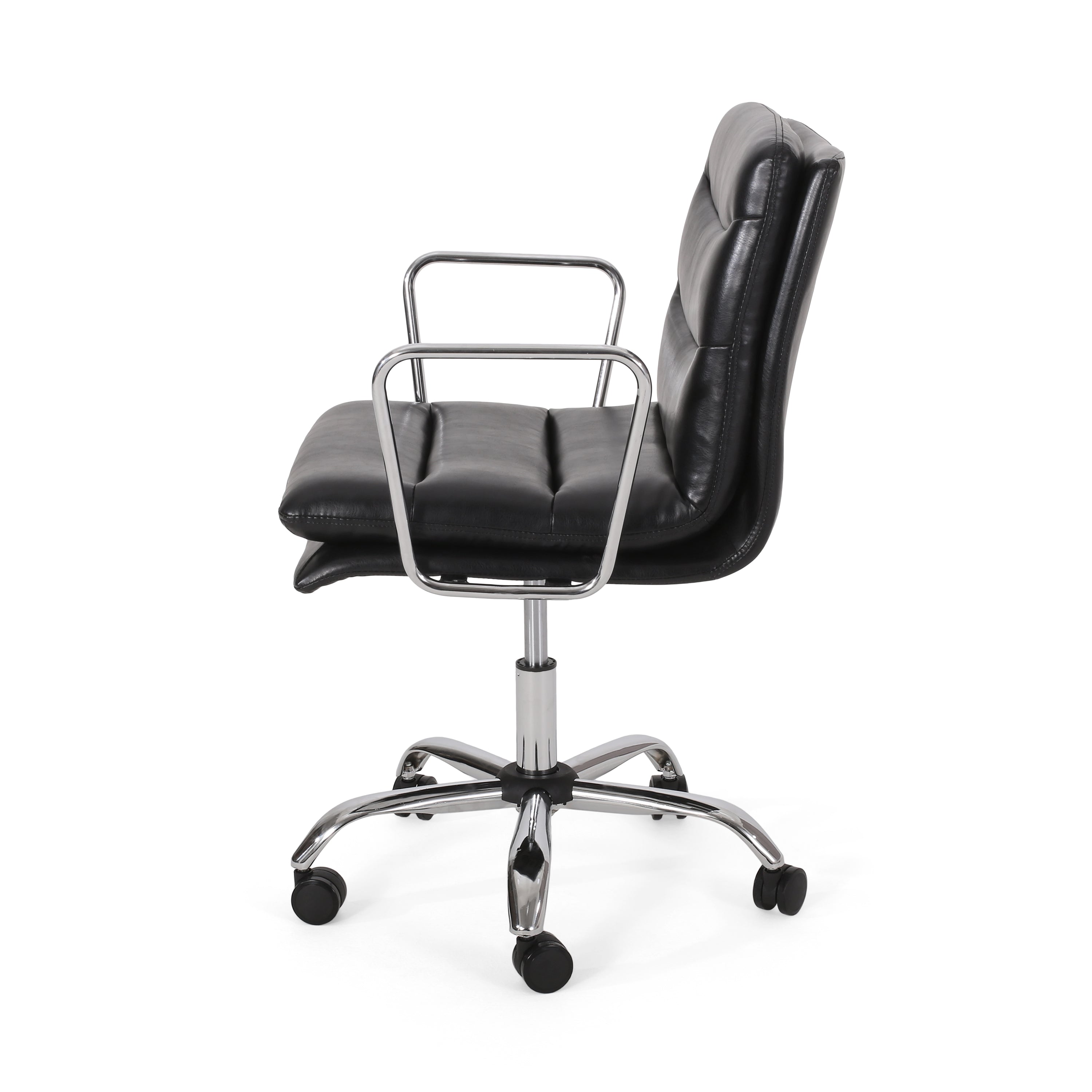 Gould Contemporary Faux Leather Channel Stitch Swivel Office Chair