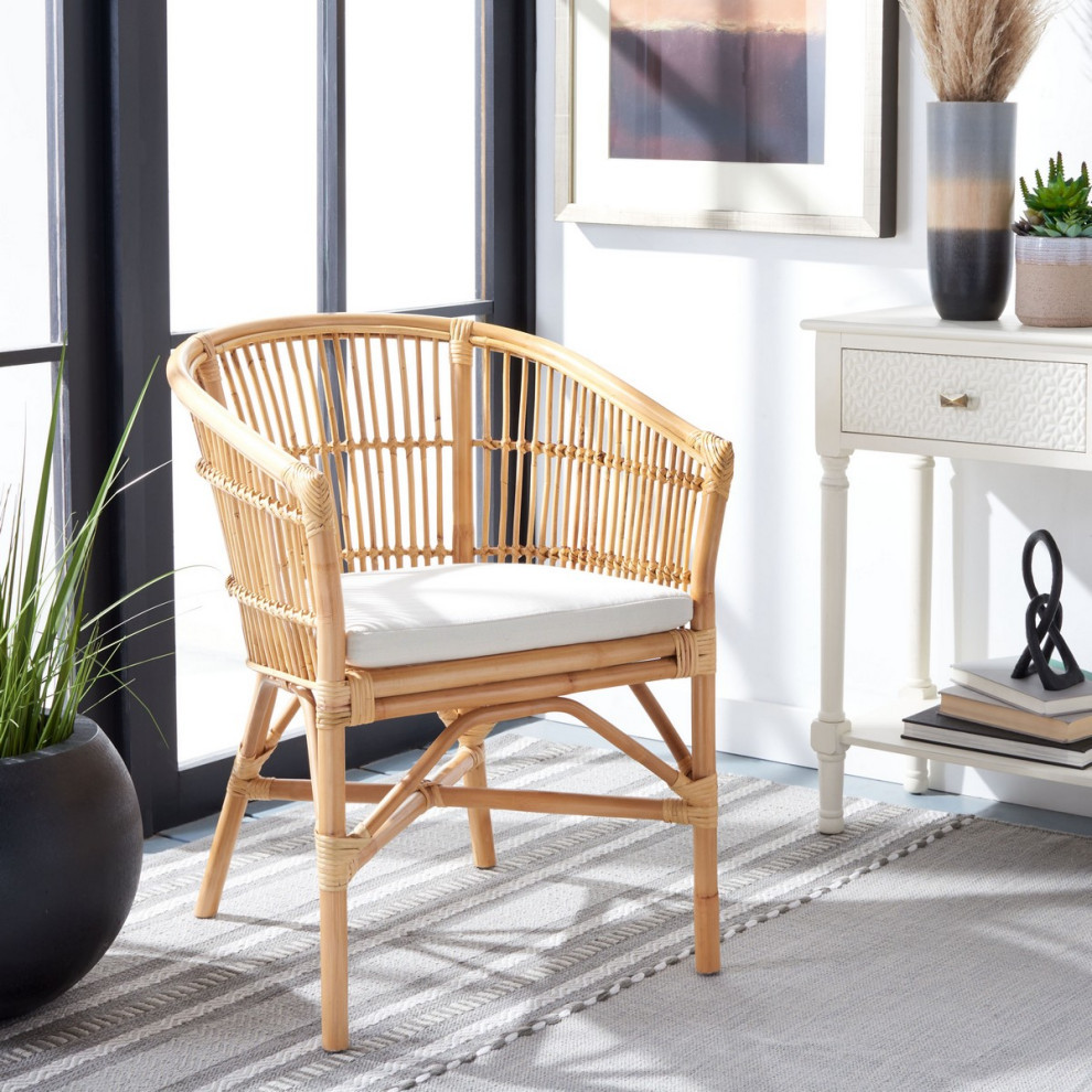 Alicia Rattan Accent Chair With Cushion Natural White   Tropical   Armchairs And Accent Chairs   by V.S.D Furniture  Houzz