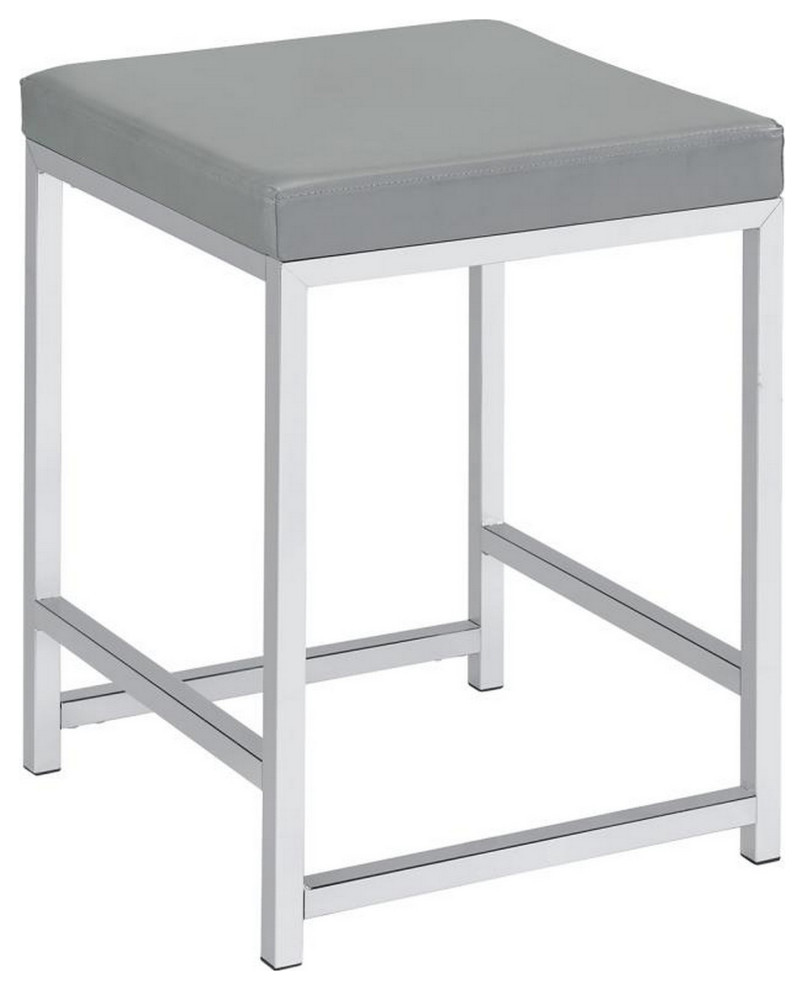 Vanity Stool With Leatherette Seat and Tubular Frame  Gray   Contemporary   Vanity Stools And Benches   by VirVentures  Houzz