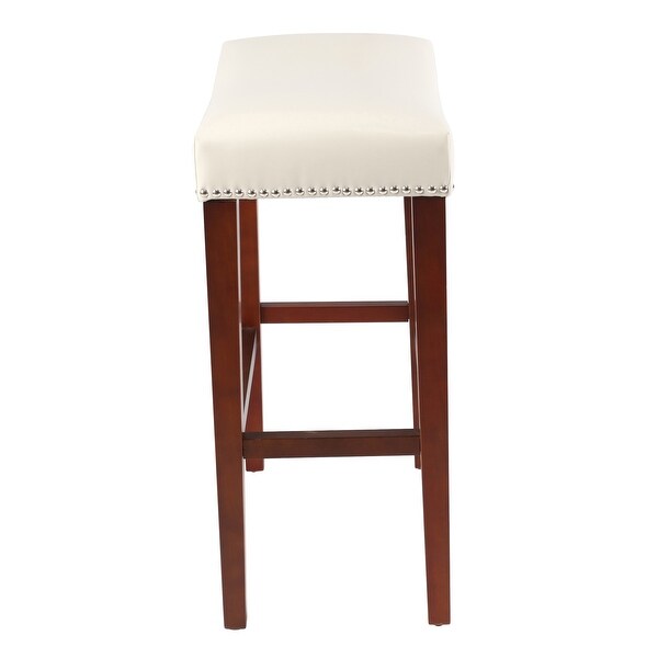 Barstool Bonded Leather 2 Pcs Set Bar Stool Wooden Legs Counter Stools