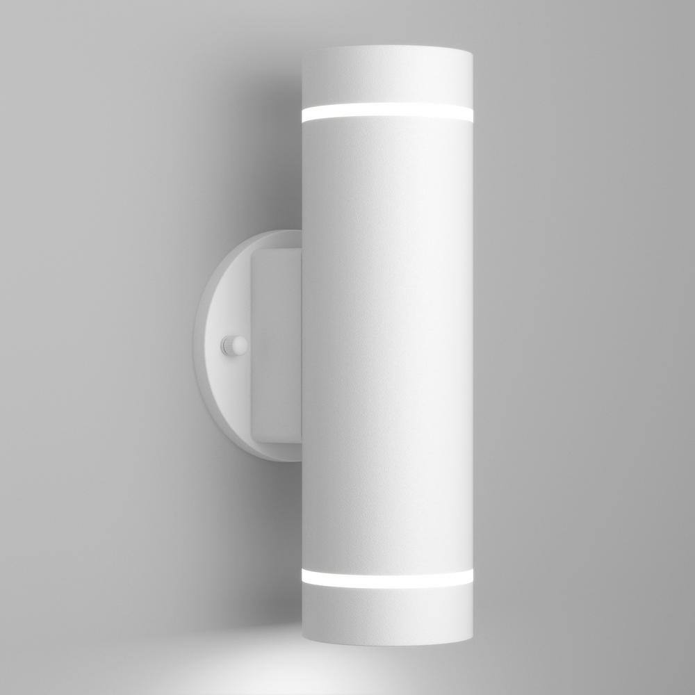 Artika C7-L White Modern 3 CCT Integrated LED Outdoor Hardwired Garage and Porch Light Cylinder Sconce OUT-C7LC-WT