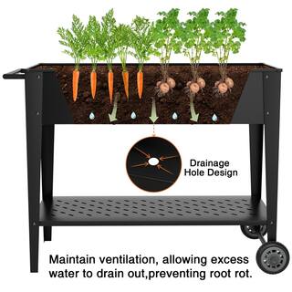 Tozey 38 in. W x 31 in. H Outdoor Movable Metal Elevated ​Garden Bed Cart with Wheels T-GB22-0072-0