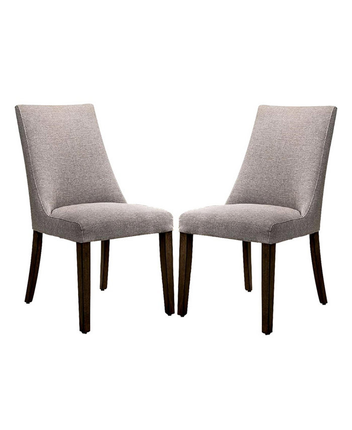 Simple Relax Set of 2 Fabric Upholstered Side Chairs in Walnut and Gray