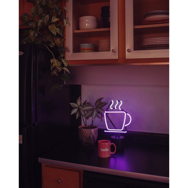 Amped amp Co Coffee Cup Neon Table Light Purple And White