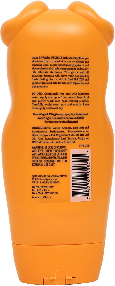 Wags and Wiggles Relieve Itch Soothing Tropical Mango Dog Shampoo， 16-oz bottle