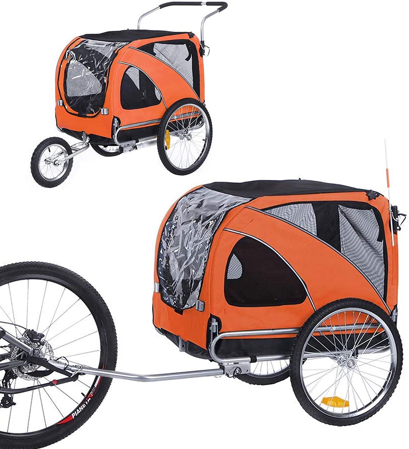 OWSOO Large pet Trailer and Jogger 2 in 1 Function(ORANGE)