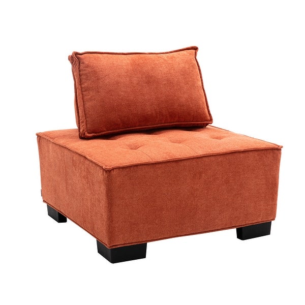 Modern Ottoman Lazy Chair， Upholstered Barrel Sofa， Small Accent Chair with Solid Wood Legs for Bedroom Living Room Apartment