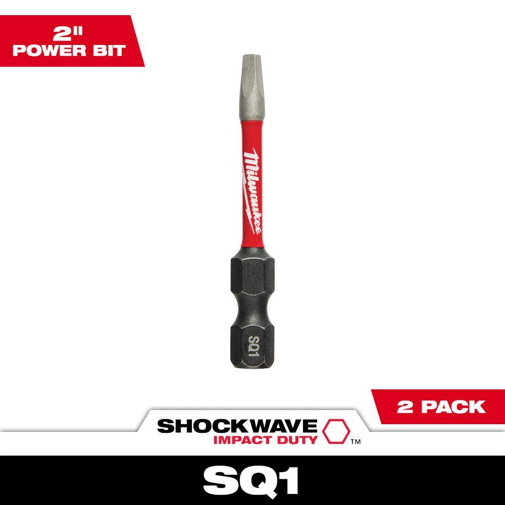 MW SHOCKWAVE Impact Duty 2 in. Square #1 Alloy Steel Screw Driver Bit (2-Pack) 48-32-4971