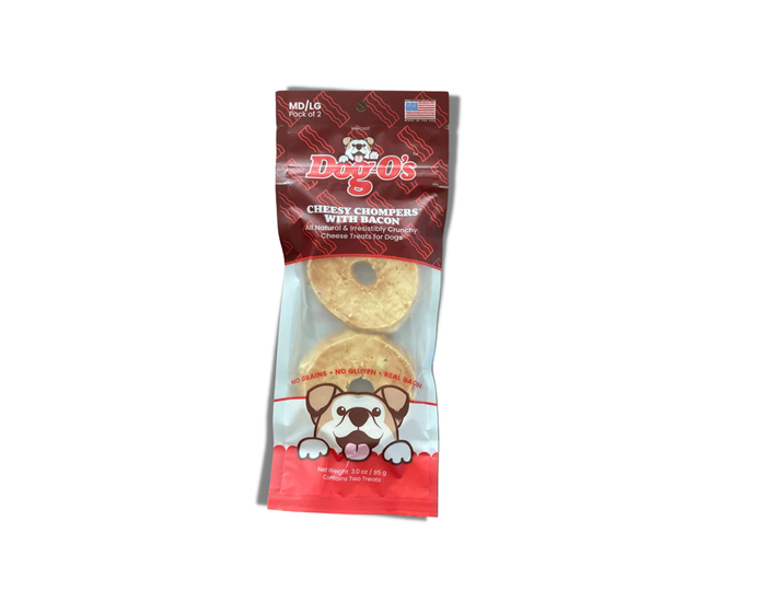 Dog-O’s Cheesy Chompers With Bacon Dog Treat， Medium/Large， 2 Pack