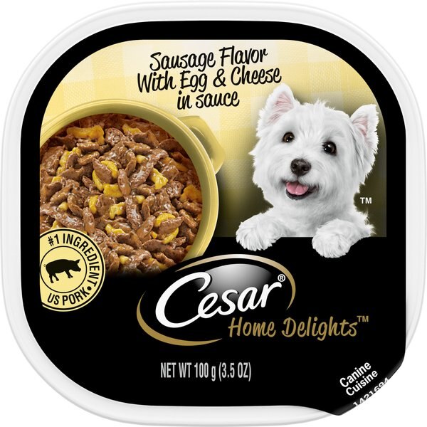 Cesar Home Delights Sausage Flavor with Egg and Cheese in Gravy Dog Food Trays