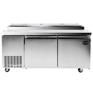 SABA 67.25 in. W 16 cu. ft. Commercial Pizza Prep Table Refrigerator Cooler in Stainless Steel SPP-67-9