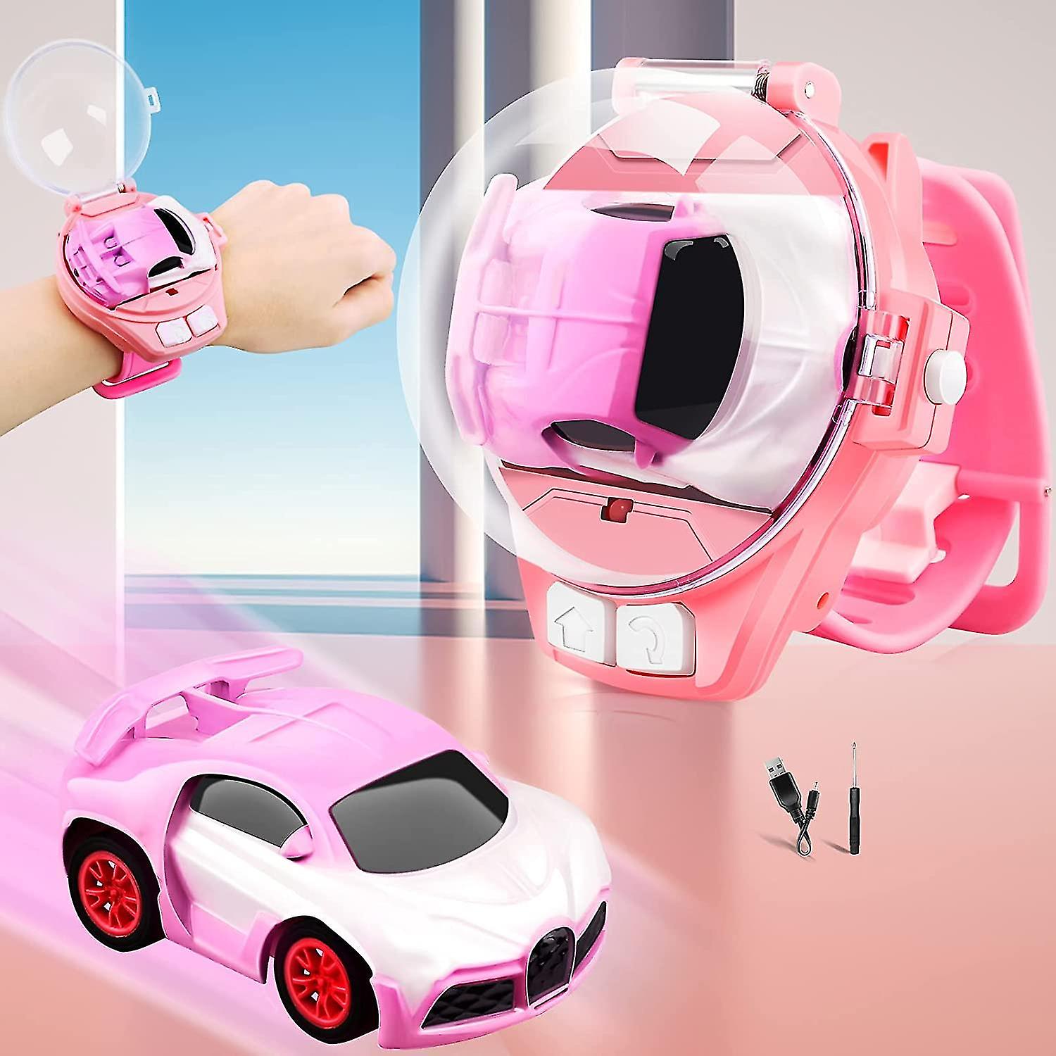 Mini Remote Control Car Watch Toys， 2.4 Ghz Tiktok Watch Car， Cartoon Rc Watch Racing Car For Kids Gift