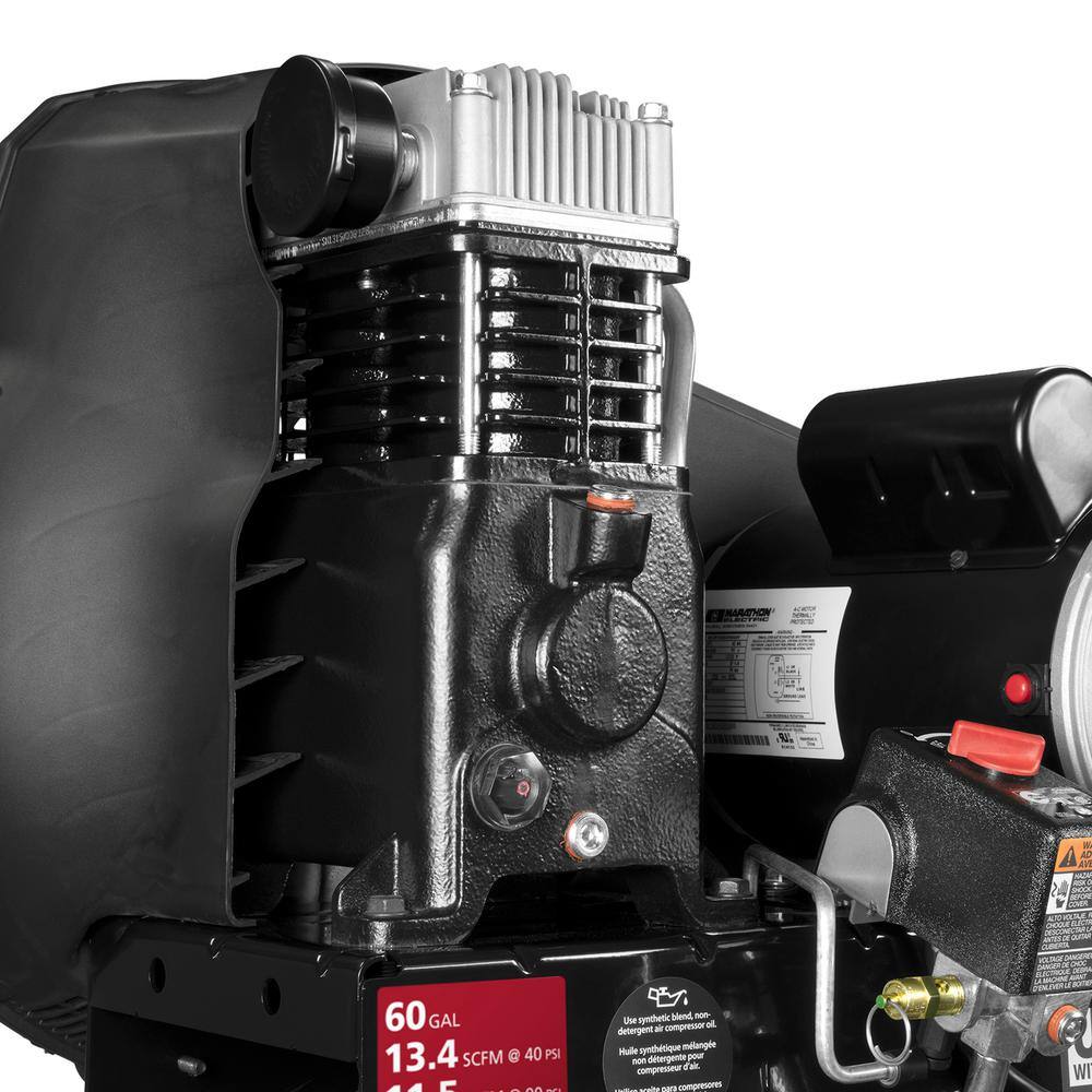 Husky 60 Gal. 3.7 HP 1-Phase 175 PSI Oil Lubed Belt Drive Stationary Electric Air Compressor C603H