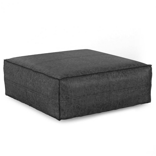 Wendal Extra Large Coffee Table Pouf Distressed Black Wyndenhall