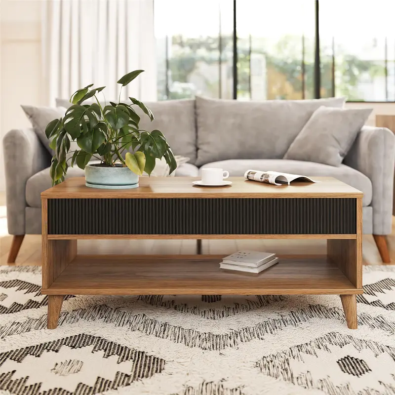 Magnolia Walnut and Black Lift Top Coffee Table