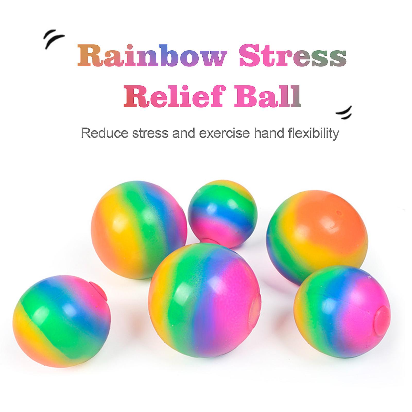 Rainbow Stress Relief Toy Sticky Ball Anti Stress Squishy Sensory Balls Elastic Fidget Squeeze Balls  Non-toxic For Adults Kids Tear-resistant  7cm