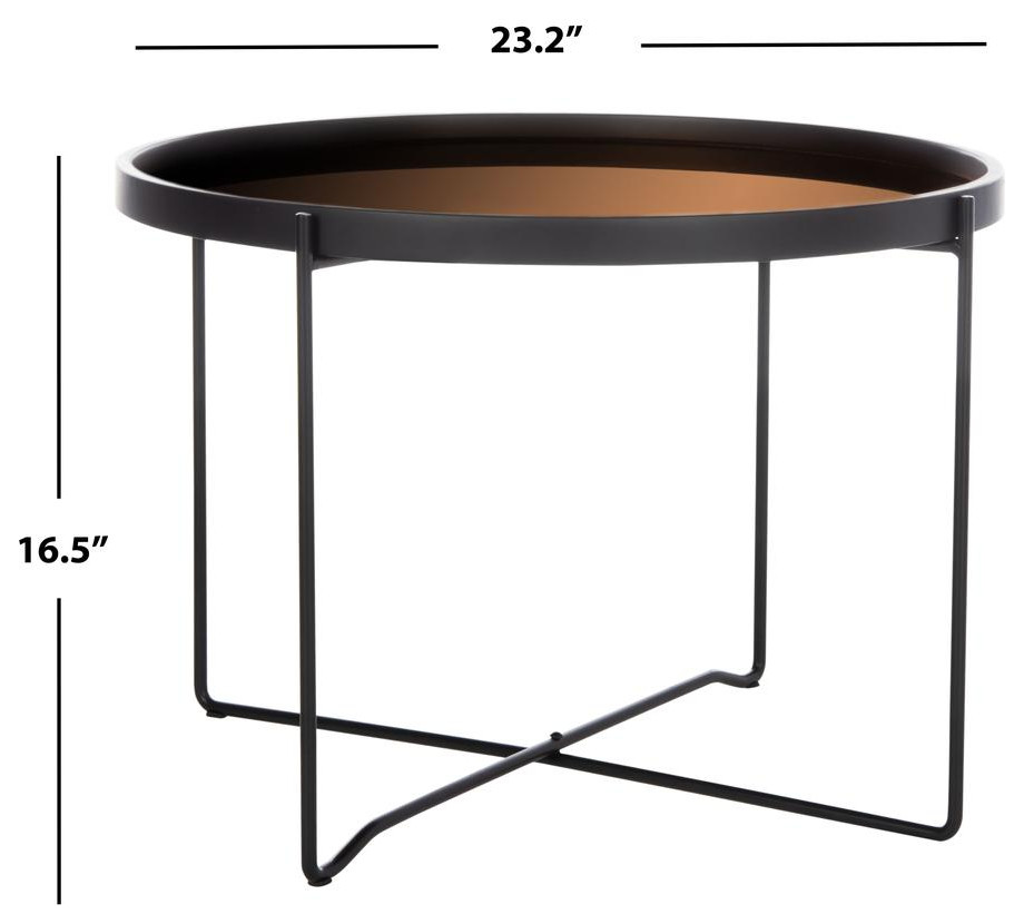 Ruby Medium Round Tray Top Accent Table  Black/Rose Gold   Transitional   Side Tables And End Tables   by HedgeApple  Houzz