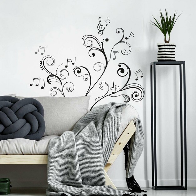 Music Note Scroll Peel And Stick Wall Decal Black Roommates