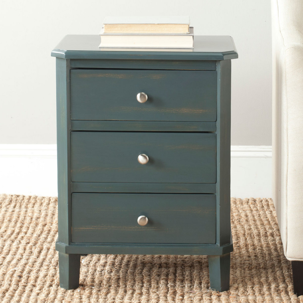 Kaegan End Table With Storage Drawers Dark Teal   Farmhouse   Side Tables And End Tables   by AED Luxury Home Decor  Houzz