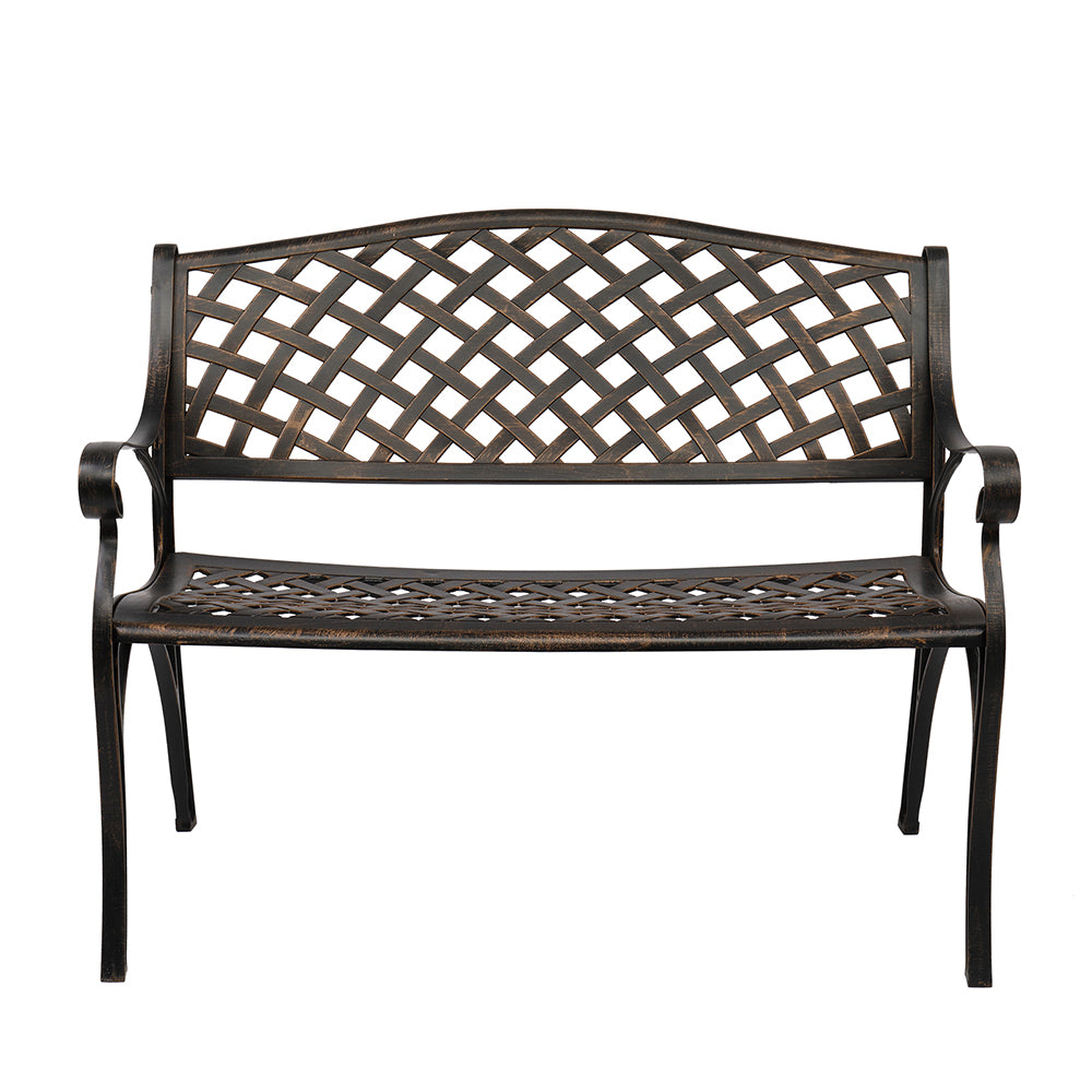 Zimtown 40.5 in Garden Iron Bench, with Armrests for Backyard, Patio, Garden, Outdoor Lounge Furniture, Bronze