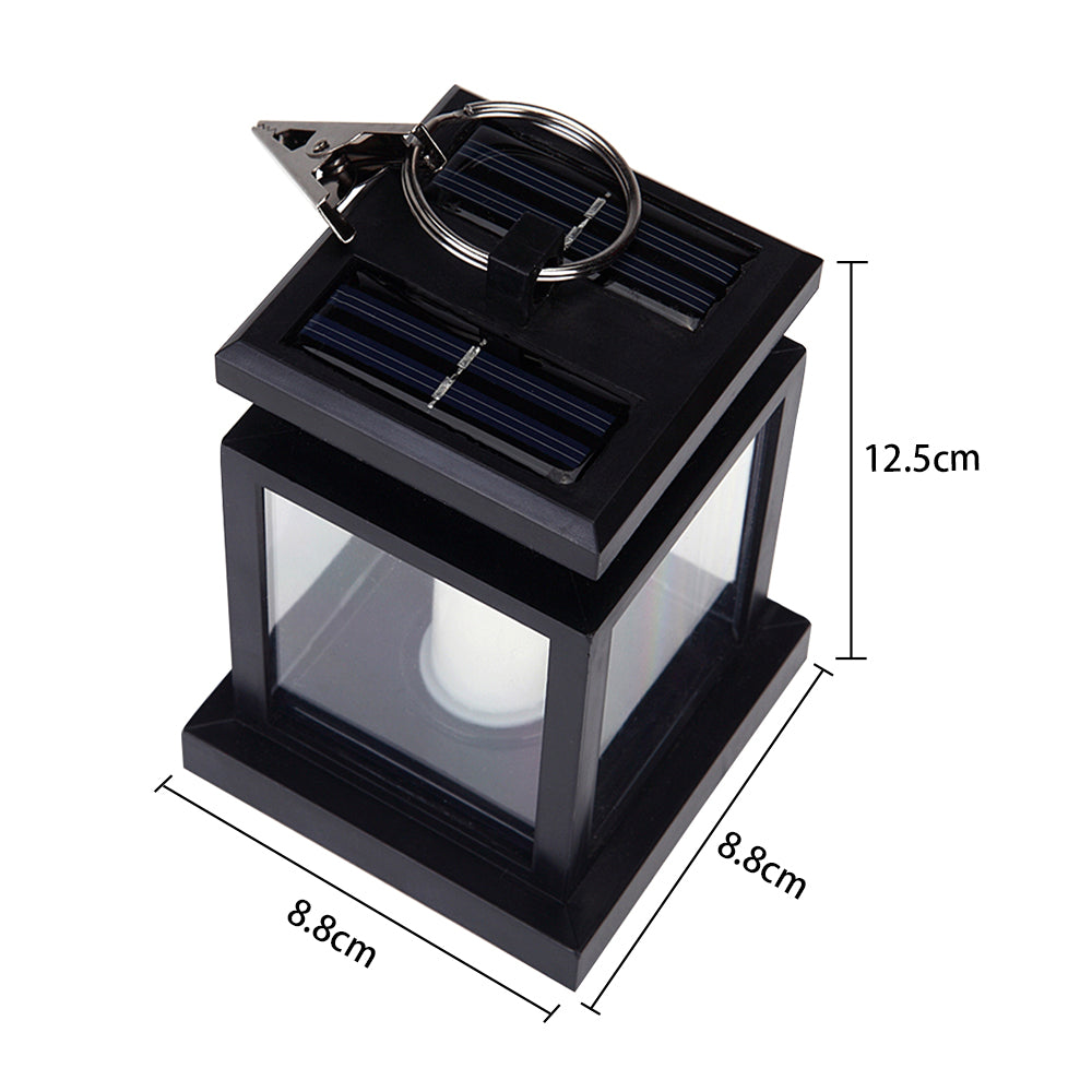 LED Outdoor Solar Hanging Lantern ， Garden Patio Yard Landscape Lights， Warm White， Auto on and off，Black