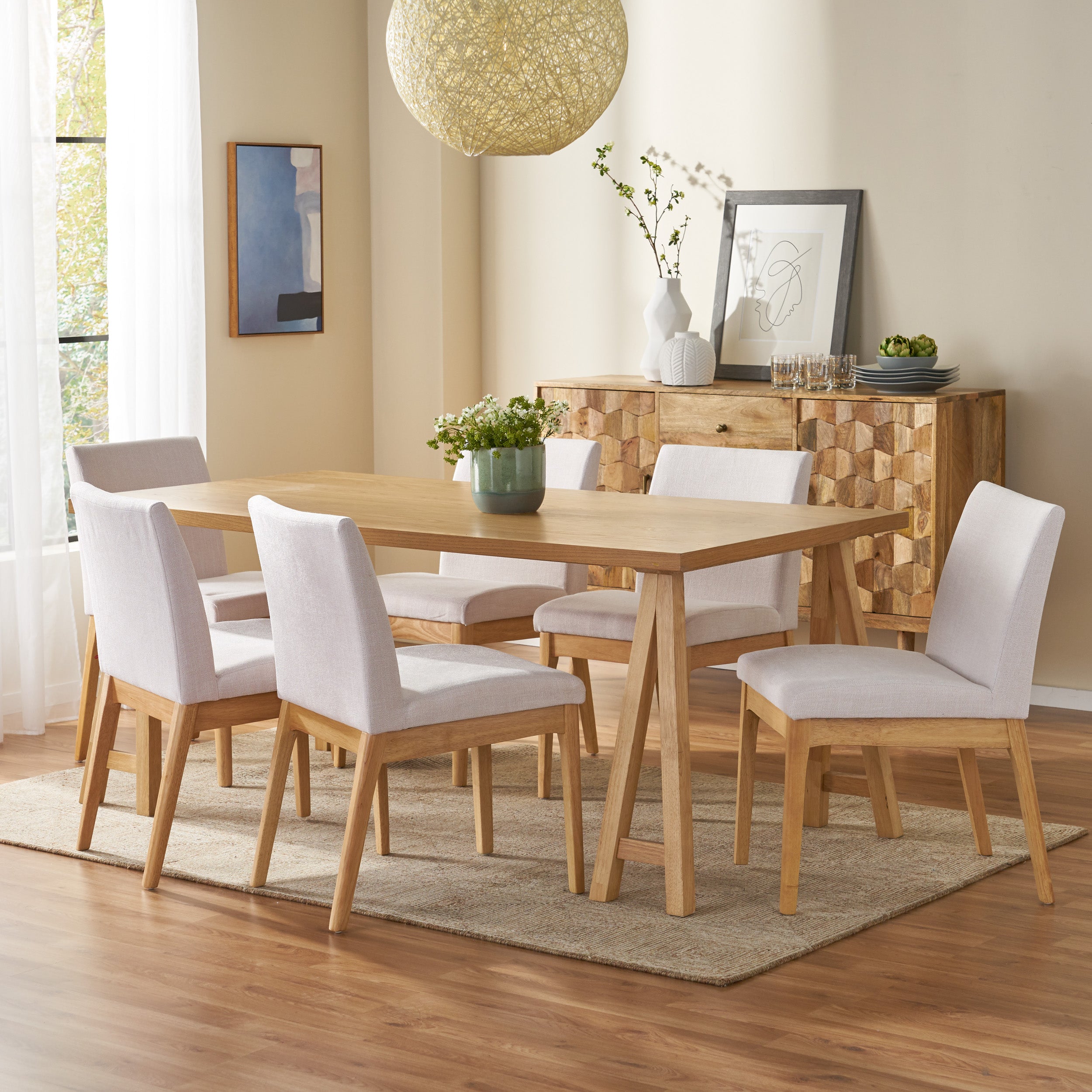 Elsinore Mid-Century Modern 7 Piece Dining Set