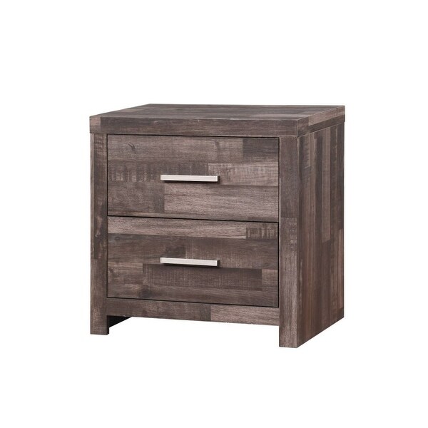 Rustic Juniper Nightstand with 2 DrawersandPlank Pattern - Dark Cherry - - 34266557