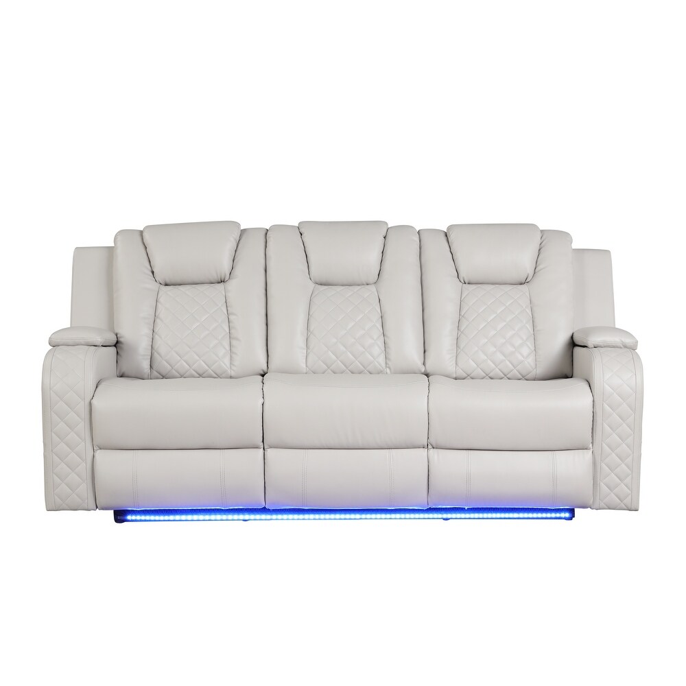 Benz Power Reclining Sofa with Built in USB   Bottom Lights LED Made in Faux Leather